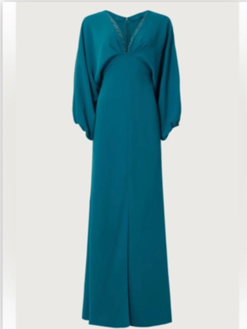 Sachin + Babi GABI GOWN Teal V-Neck Balloon Sleeve Maxi Dress with Front Slit